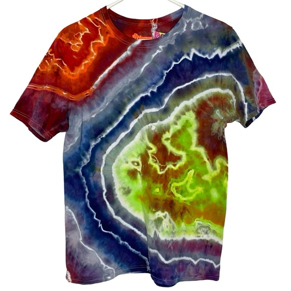 Handmade Geode Tie Dye Tee Tshirt Mens Medium Unisex Cotton Multi Short Sleeve - Picture 1 of 10